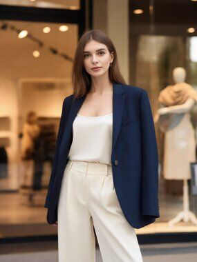 J.Crew (US 6Tall) Campbell Blazer Bi-Stretch Italian Wool Navy Blue B3263